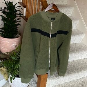 Zyia Green & Black Sherpa Fleece Zip Up